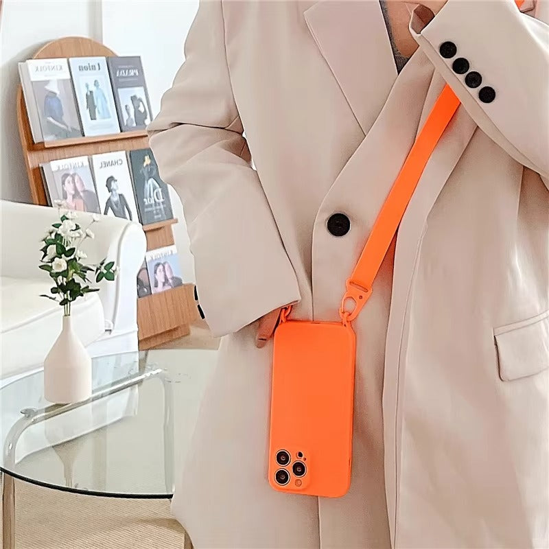 High Quality Apple iPhone Case,Ultra Thin Full Protection Cover with Soft Silicone Shell and Crossbody Necklace Lanyard
