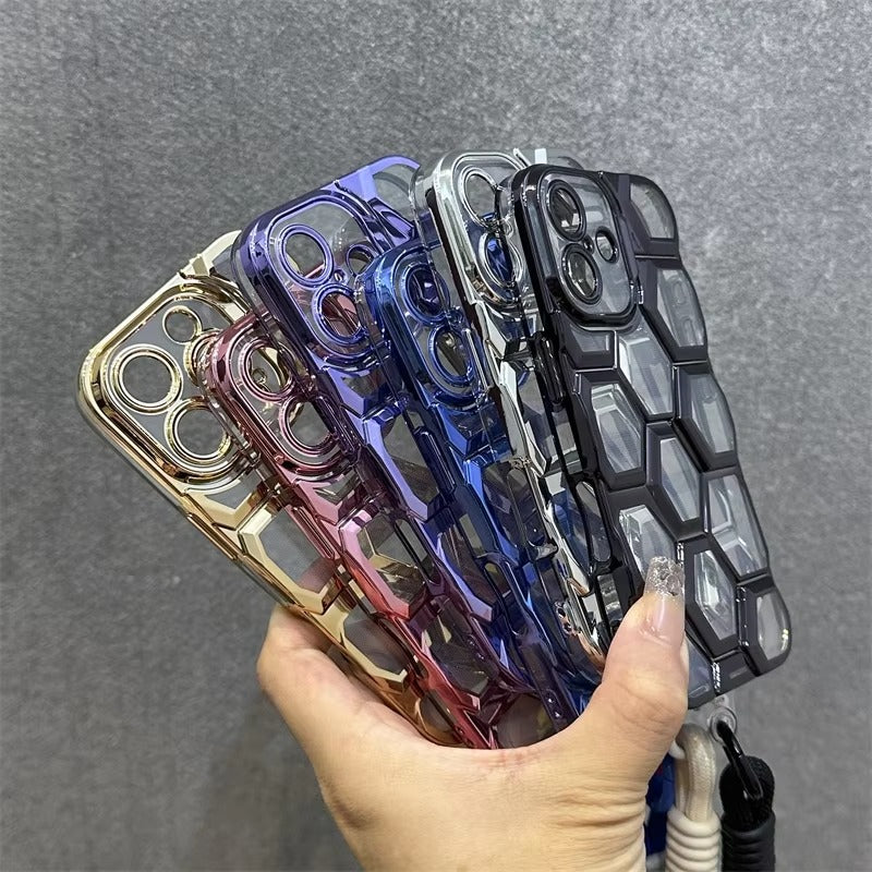 Luxury Apple iPhone Case, MagSafe Compatible, Camera Lens & Screen Protection, Ultra Thin, Shockproof, Magnetic Full All Around Cover – Clear Electroplated TPU Case with Football Design & Wrist Hand Chain