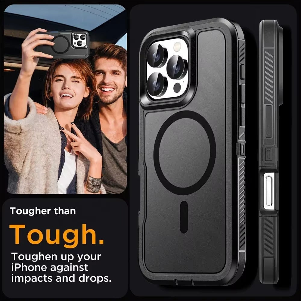 Luxury Apple iPhone Case MagSafe Compatible, Camera Lens & Screen Protection, Ultra Thin Shockproof Magnetic Full All Around Protection Cover with IP68 Metal Underwater Design