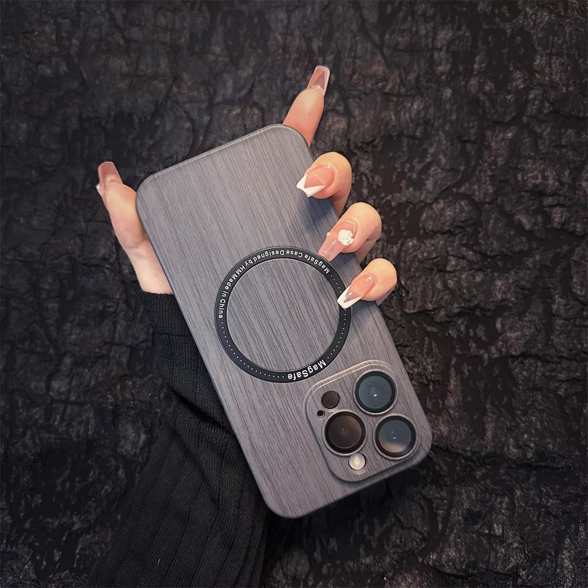 Premium Apple iPhone Case, MagSafe Compatible, Camera Lens and Screen Protection, Ultra Thin, Shockproof, Magnetic, Full All Around Protection, Wood Pattern Plastic Cover