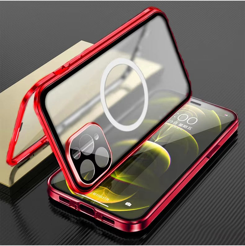 Premium Apple iPhone Case, MagSafe Compatible, Camera Lens & Screen Protection, Ultra Thin, Shockproof, Magnetic Full All Around Cover – 360° Metal Frame Case with Aluminum Alloy & Full Screen Protection