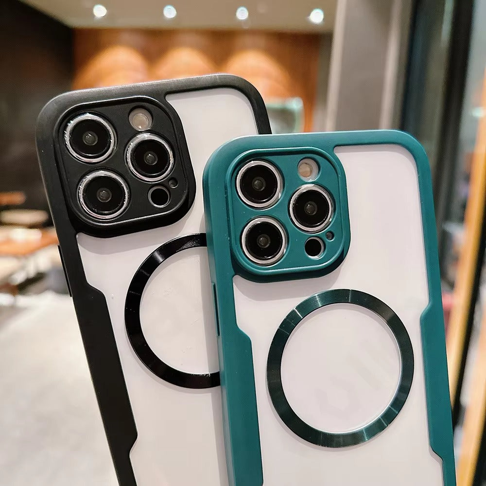 Luxury Apple iPhone Case MagSafe Compatible Ultra Thin Magnetic All Around Protection Cover with Double Touch Clear Design