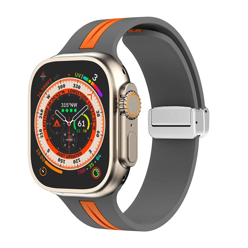 Magnetic Silicone Smartwatch Strap – Breathable Replacement Band with Snap Closure, Compatible with 38mm to 49mm Watches