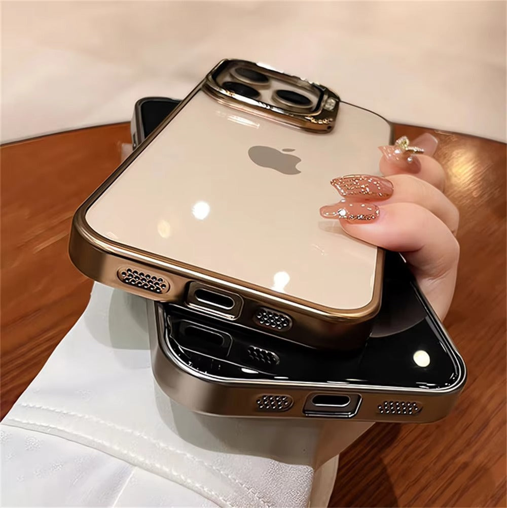 Luxury Apple iPhone Case, Ultra Thin Shockproof Magnetic Full All Around Protection Cover with Plating Stand & Hard Shell