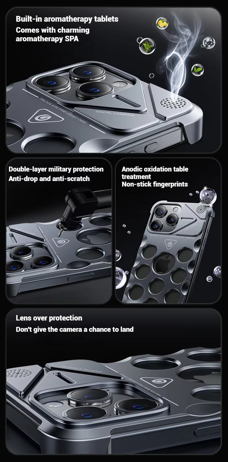 Luxury Apple iPhone Case, MagSafe Compatible, Camera Lens & Screen Protection, Ultra Thin, Shockproof, Magnetic Full All Around Cover – Aluminum Alloy Frameless Case with Heat Dissipation & Metal Lens Protection