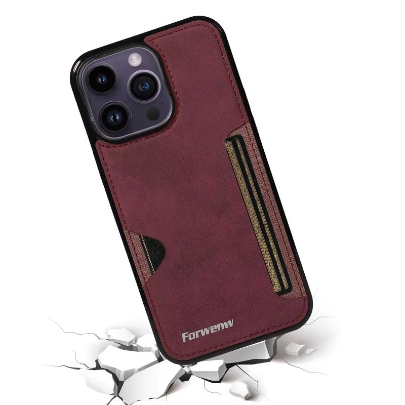 Luxury Apple iPhone Case, MagSafe Compatible, Camera Lens and Screen Protection, Ultra Thin, Shockproof, Magnetic, Full All Around Protection, Retro Leather Wallet Cover