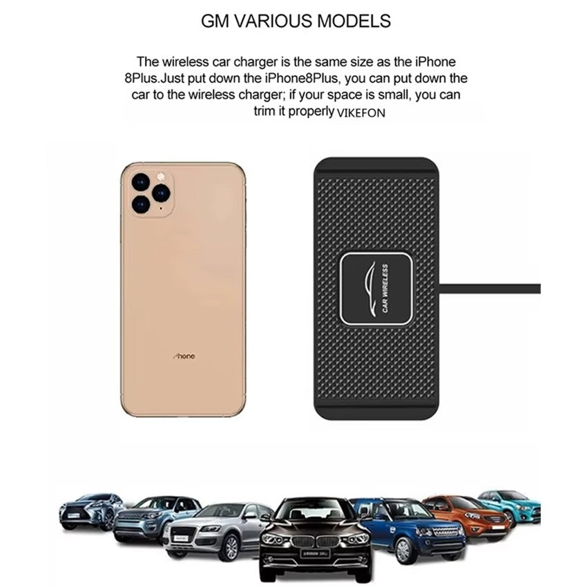 Premium, Wireless Car Charger, with Silicone, Anti-Slip Pad, Fast Charging, Cradle Dock, for iPhone, Smartphones, Car Dashboard