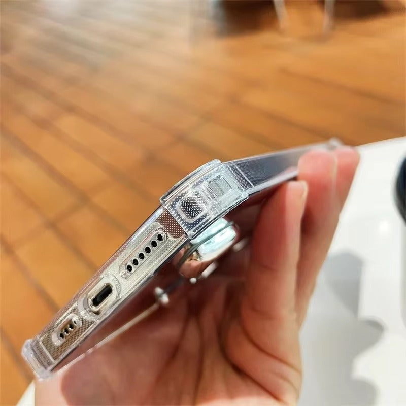 Luxury Apple iPhone Case, MagSafe Compatible, Camera Lens and Screen Protection, Ultra Thin, Shockproof, Magnetic, Full All Around Protection, Silvery Heart Mirror Cover