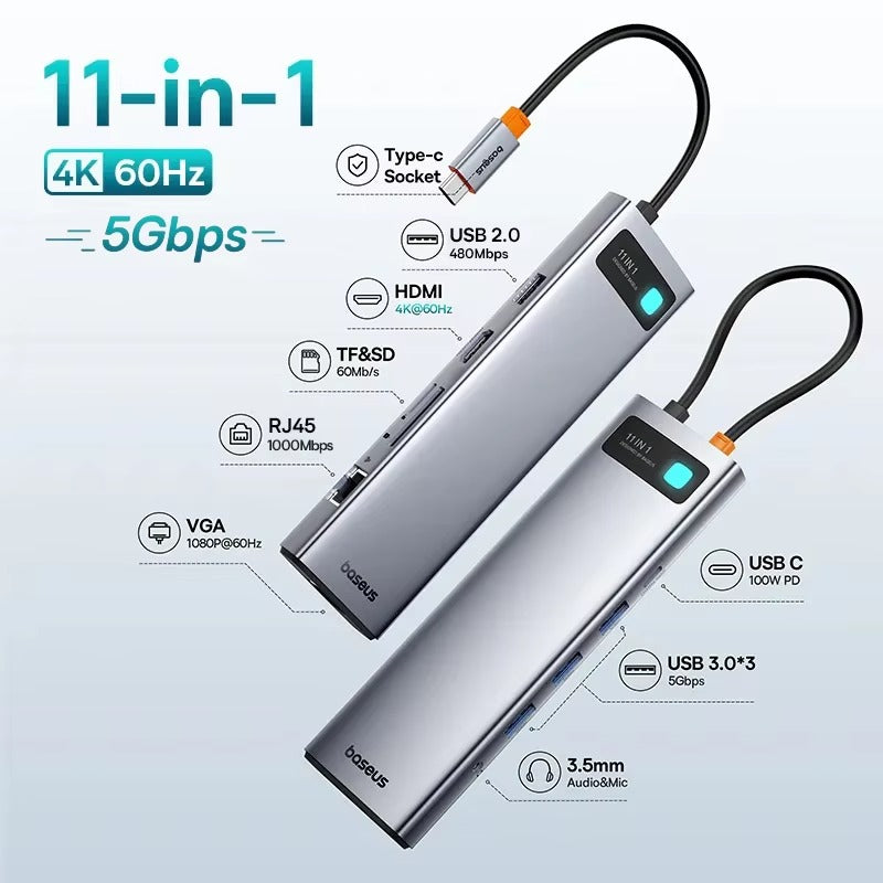 High Quality USB-C Hub Adapter – Type-C to HDMI, USB 3.1, 10Gbps, RJ45 Ethernet, Laptop, Tablet, USB-C Devices