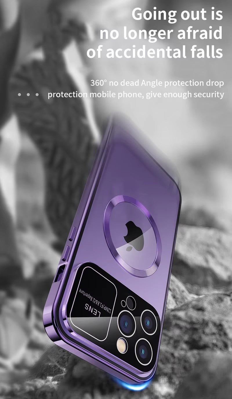 Premium Double Glass Apple iPhone Case, MagSafe Compatible, Ultra Thin Magnetic Shockproof Full Protection