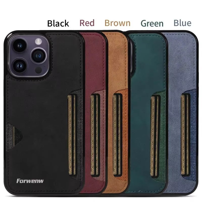 Luxury Apple iPhone Case, MagSafe Compatible, Camera Lens and Screen Protection, Ultra Thin, Shockproof, Magnetic, Full All Around Protection, Retro Leather Wallet Cover