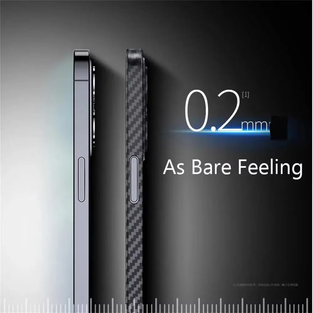 Luxury Apple iPhone Case, MagSafe Compatible, Camera Lens & Screen Protection, Ultra Thin, Shockproof, Magnetic Full All Around Cover – Ultra Thin 0.2mm Carbon Fiber Matte PP Back Cover for Lightweight Sleek Protection