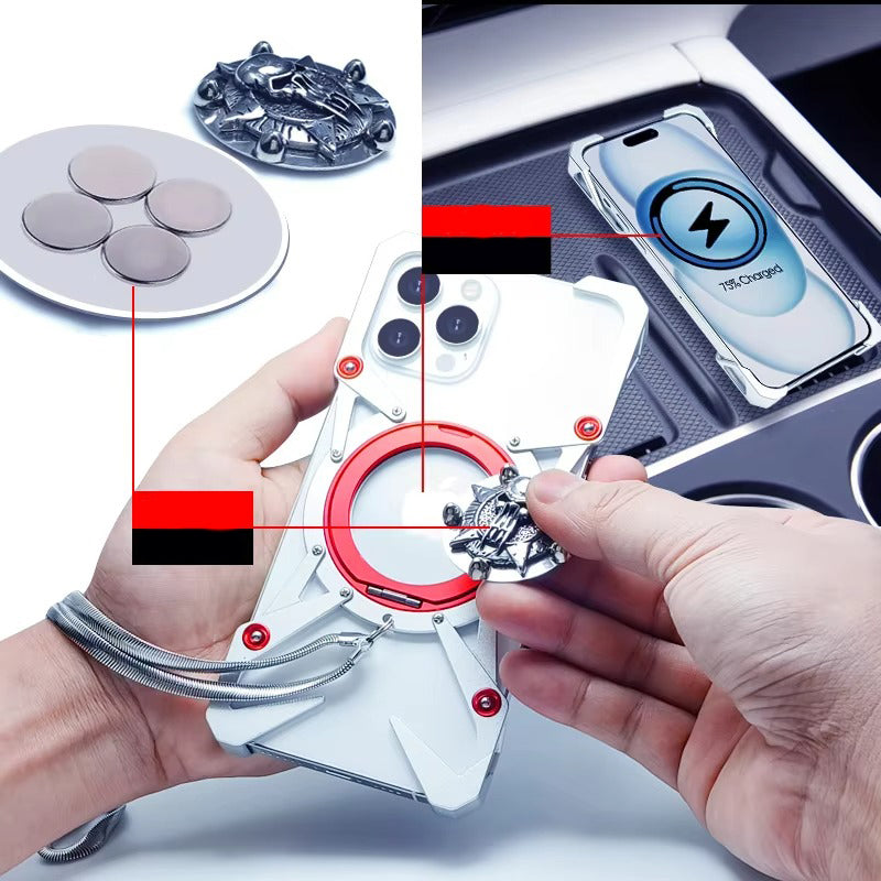 Luxury Apple iPhone Case, MagSafe Compatible, Camera Lens and Screen Protection, Ultra Thin, Shockproof, Magnetic, Full All Around Protection, Thor Metal Armor Cover