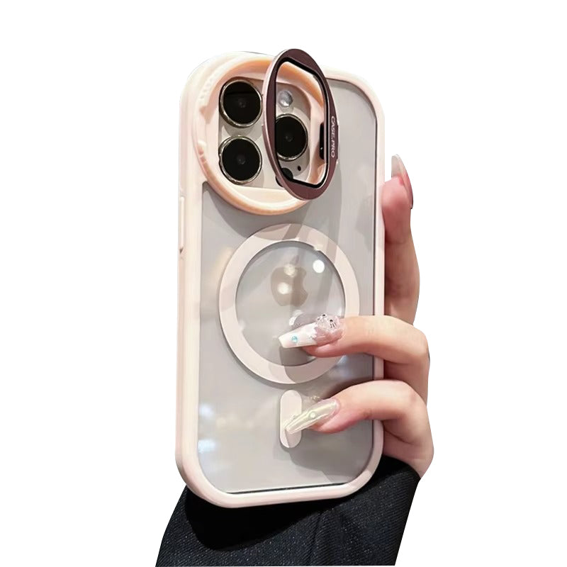 Luxury Apple iPhone Case MagSafe Compatible, Camera Lens & Screen Protection, Ultra Thin Shockproof Magnetic Full All Around Protection Cover with Acrylic Stand & Glass Camera