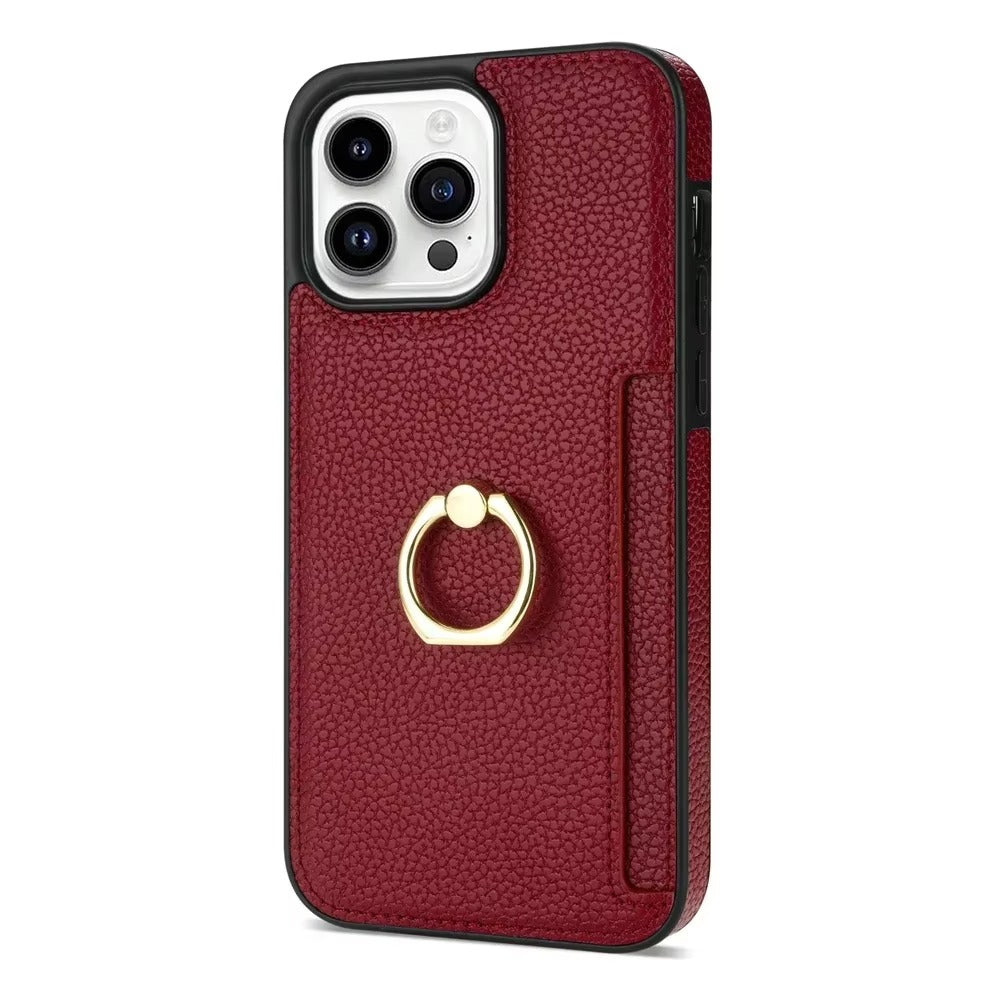 Luxury Card Slot Litchi Leather Apple iPhone Case, MagSafe Compatible, Ultra Thin Magnetic Shockproof Full Cover