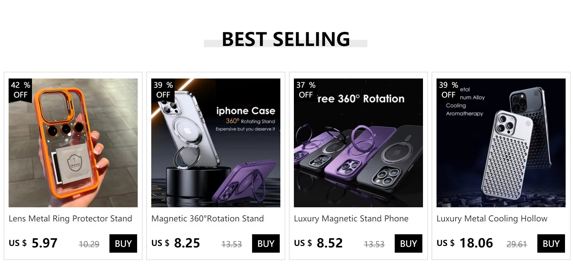 High Quality Apple iPhone Case MagSafe Compatible, Camera Lens & Screen Protection, Cover with Aluminum Stand & Metal Lens