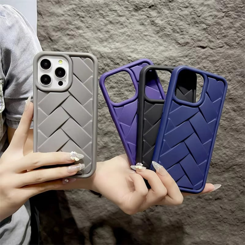 Luxury Apple iPhone Case, MagSafe Compatible, Camera Lens & Screen Protection, Ultra Thin, Shockproof, Magnetic Full All Around Cover – 3D Woven Pattern Soft Silicone Case with Heat Dissipation & Solid Protection