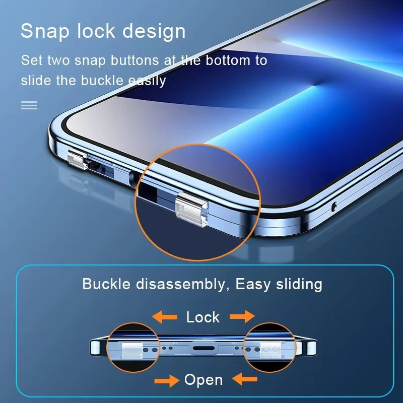 Luxury Apple iPhone Case MagSafe Compatible, Camera Lens & Screen Protection, Cover with Double-Sided Glass Design