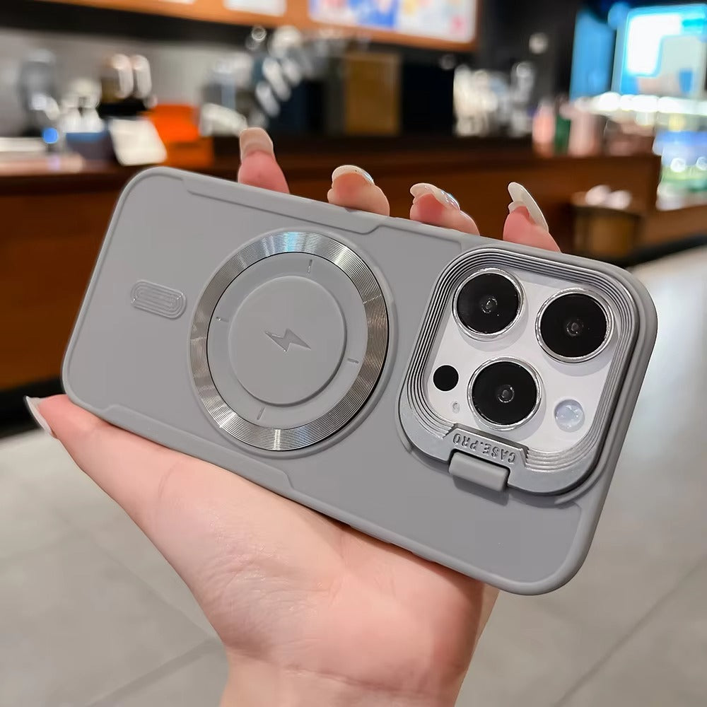 Premium Apple iPhone Case, MagSafe Compatible, Camera Lens & Screen Protection, Ultra Thin, Shockproof, Magnetic Full All Around Cover – Soft Silicone Case with Wrist Strap, Magnetic Lanyard & Lens Stand Bracket