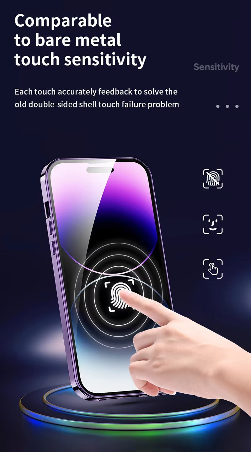 Premium Double Glass Apple iPhone Case, MagSafe Compatible, Ultra Thin Magnetic Shockproof Full Protection