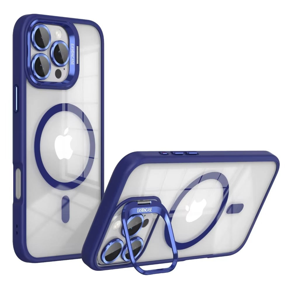 Premium Apple iPhone Case MagSafe Compatible, Camera Lens & Screen Protection, Cover with Transparent Stand & Lens Film