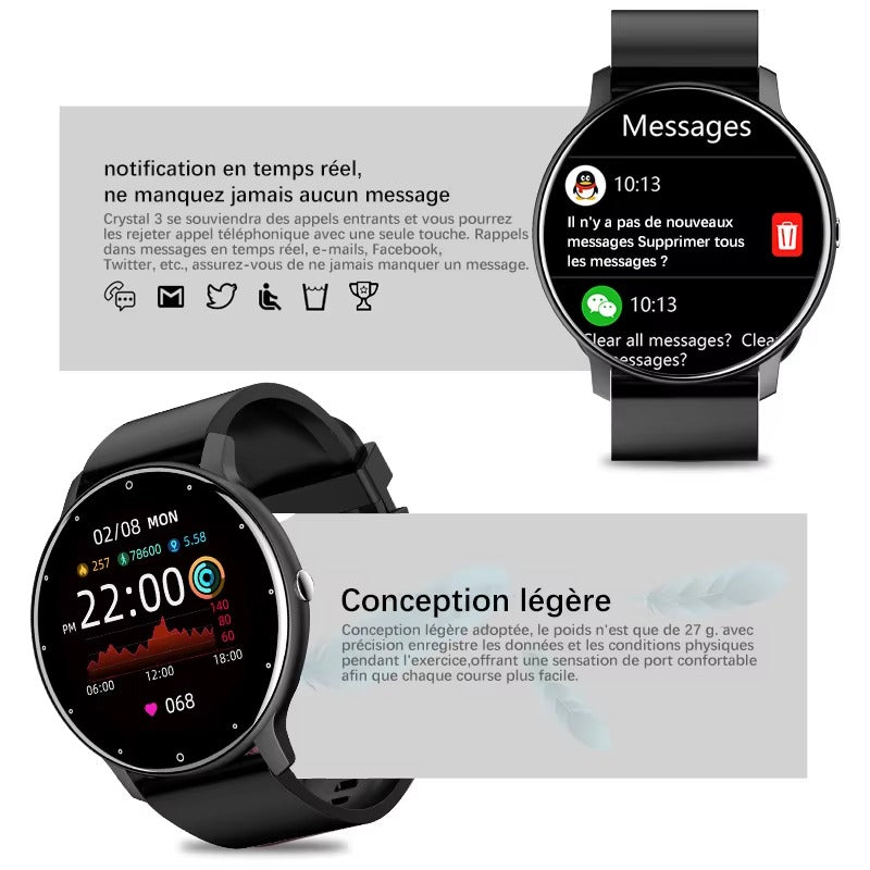 Premium Smartwatch for iPhone – Full Touchscreen Fitness Tracker with Bluetooth, Heart Rate Monitor, IP67 Waterproof