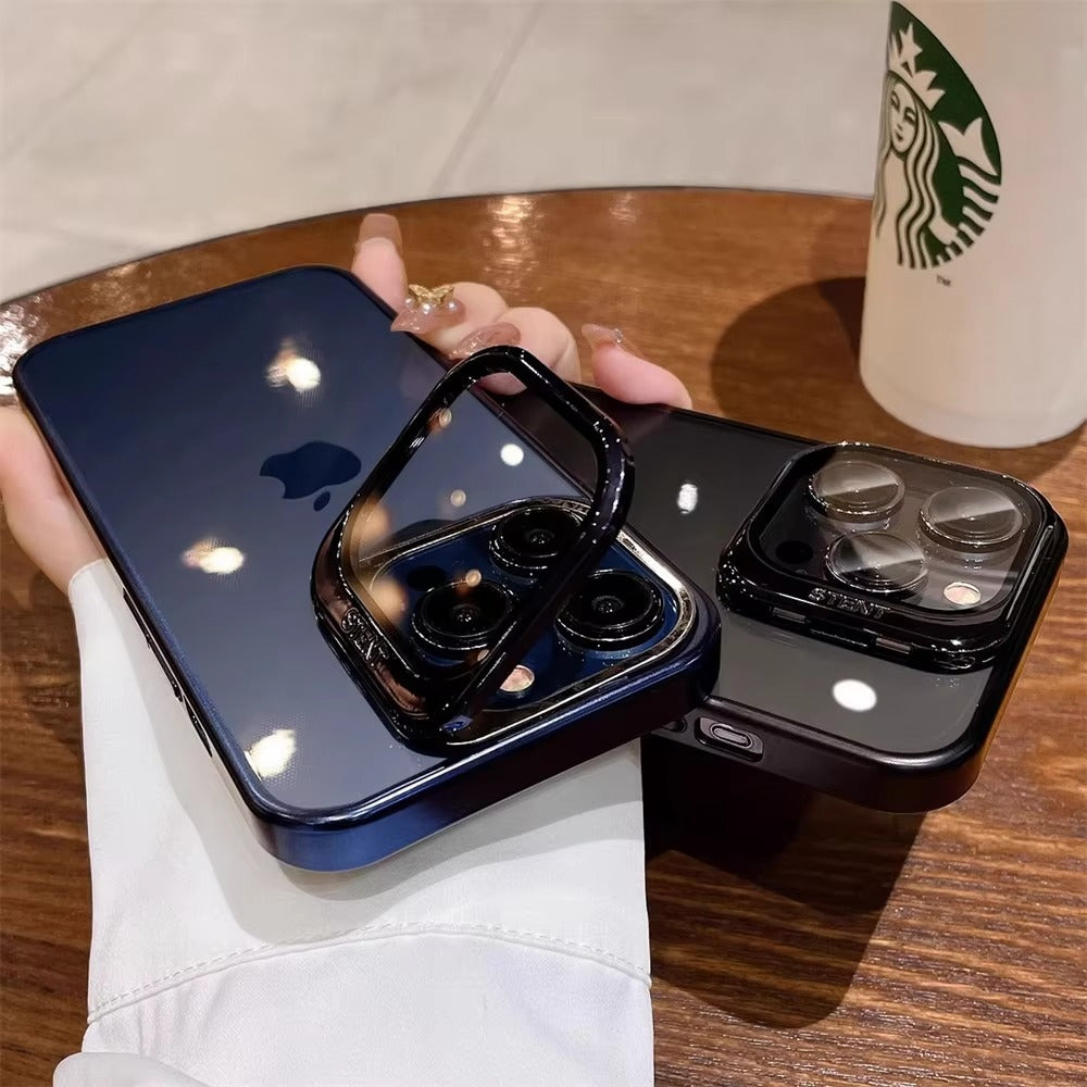 Luxury Apple iPhone Case, Ultra Thin Shockproof Magnetic Full All Around Protection Cover with Plating Stand & Hard Shell