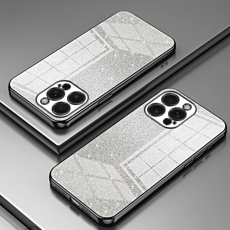 Luxury Apple iPhone Case, MagSafe Compatible, Camera Lens & Screen Protection, Ultra Thin, Shockproof, Magnetic Full All Around Cover – Electroplated Glitter Soft TPU Case with Shockproof Back Protection