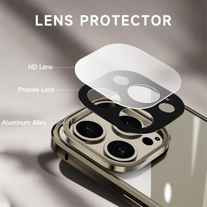 Premium Apple iPhone Case MagSafe Compatible, Camera Lens & Screen Protection, Cover with 360 Metal Glass Bumper