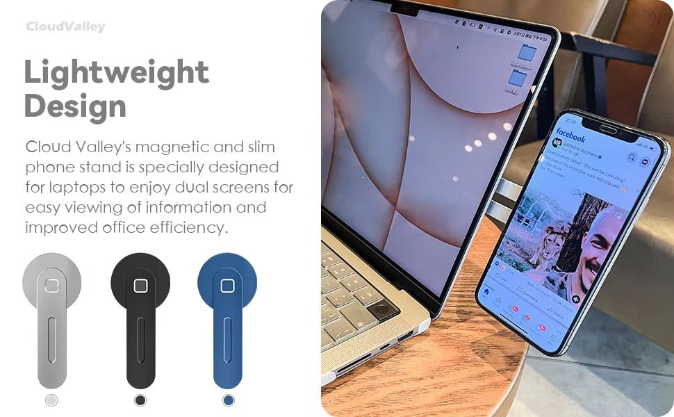 Premium, Magnetic Laptop Phone Holder Slim, Foldable, Adjustable Mount for Computer Monitor Side Compatible with Apple iPhone