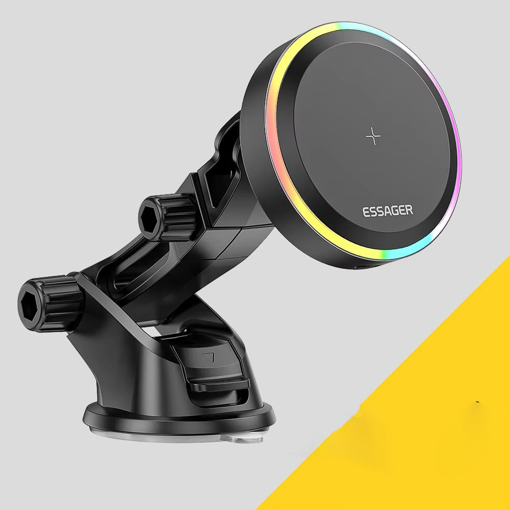 Premium, RGB, Magnetic Car Phone Holder, with 15W Qi Wireless Charging, Dashboard or Vent Mount, Fast Charger Stand for iPhone