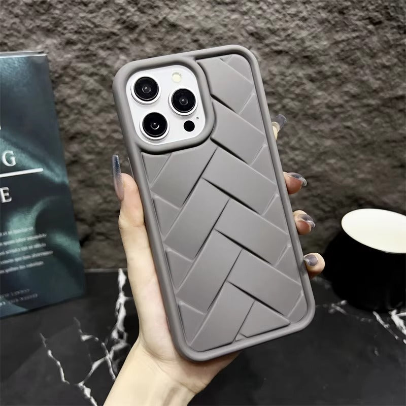 Luxury Apple iPhone Case, MagSafe Compatible, Camera Lens & Screen Protection, Ultra Thin, Shockproof, Magnetic Full All Around Cover – 3D Woven Pattern Soft Silicone Case with Heat Dissipation & Solid Protection