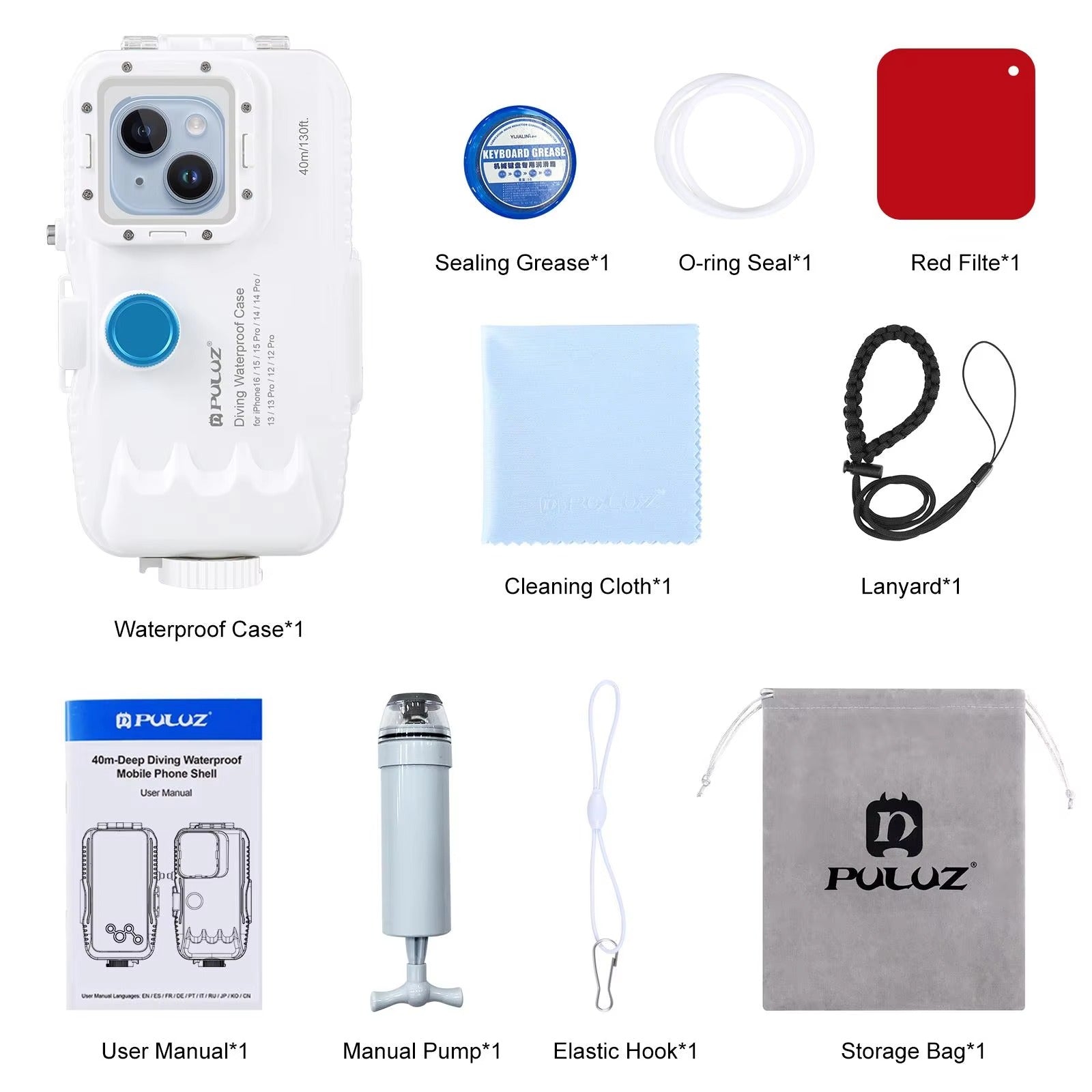 Robust Apple iPhone Case MagSafe Compatible, Camera Lens & Screen Protection, Ultra Thin Shockproof Magnetic Full All Around Protection Cover with 40m Waterproof Diving Housing