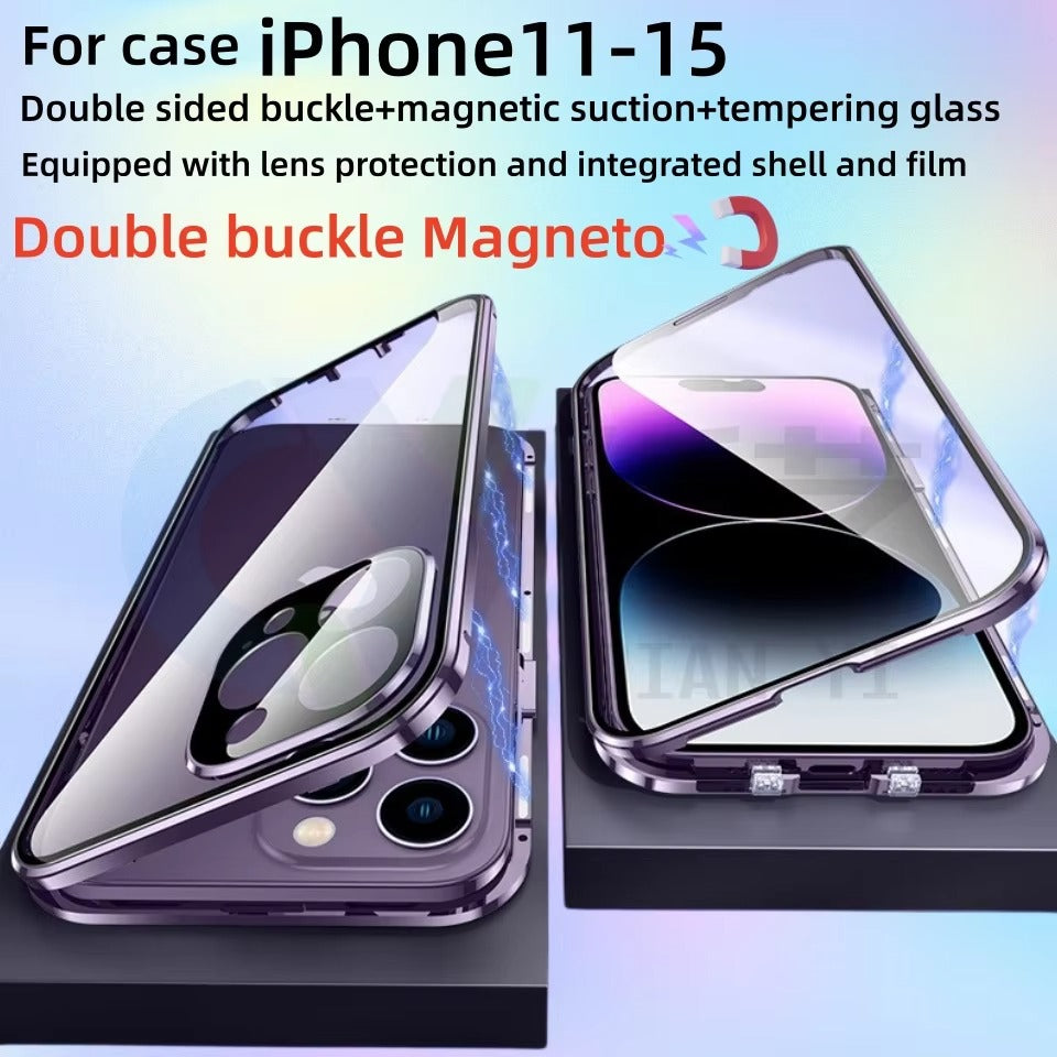 Premium Apple iPhone Case MagSafe Compatible, Camera Lens & Screen Protection, Cover with 360 Metal Glass Bumper
