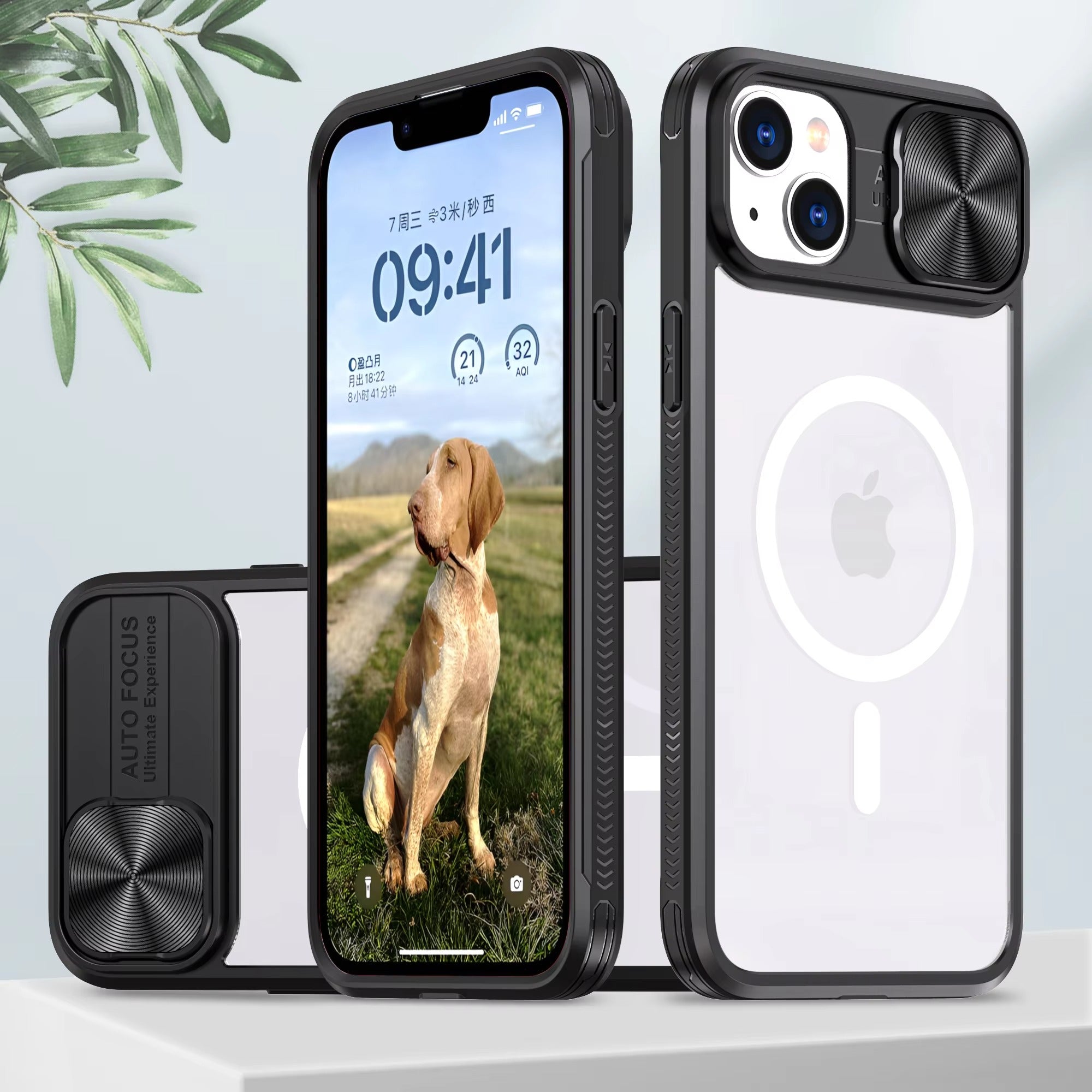 Premium Apple iPhone Case MagSafe Compatible, Camera Lens & Screen Protection, Cover with Slide Lens & Clear Acrylic Back