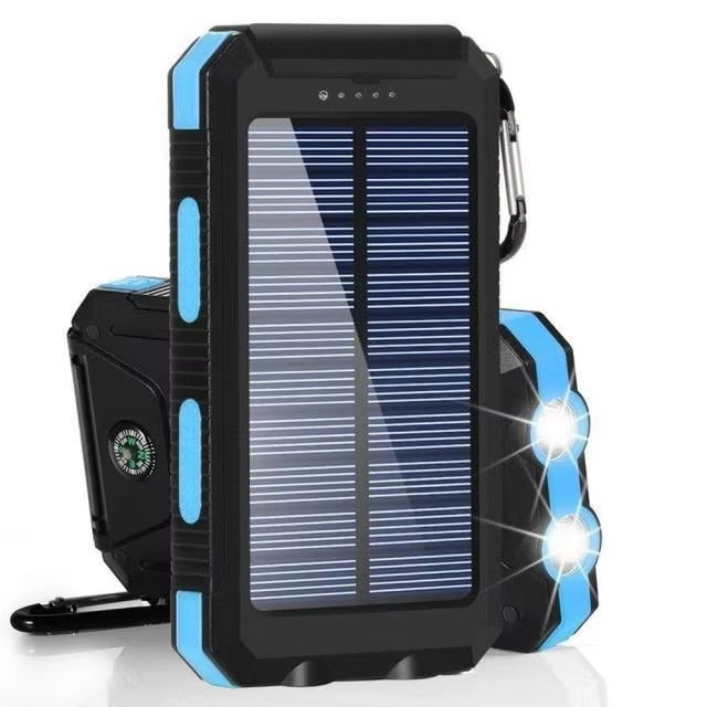Robust 80000mAh Solar Power Bank – Portable Waterproof Charger with Dual USB, Strong LED Flashlight, Digital Display, Compass & Outdoor Emergency Features