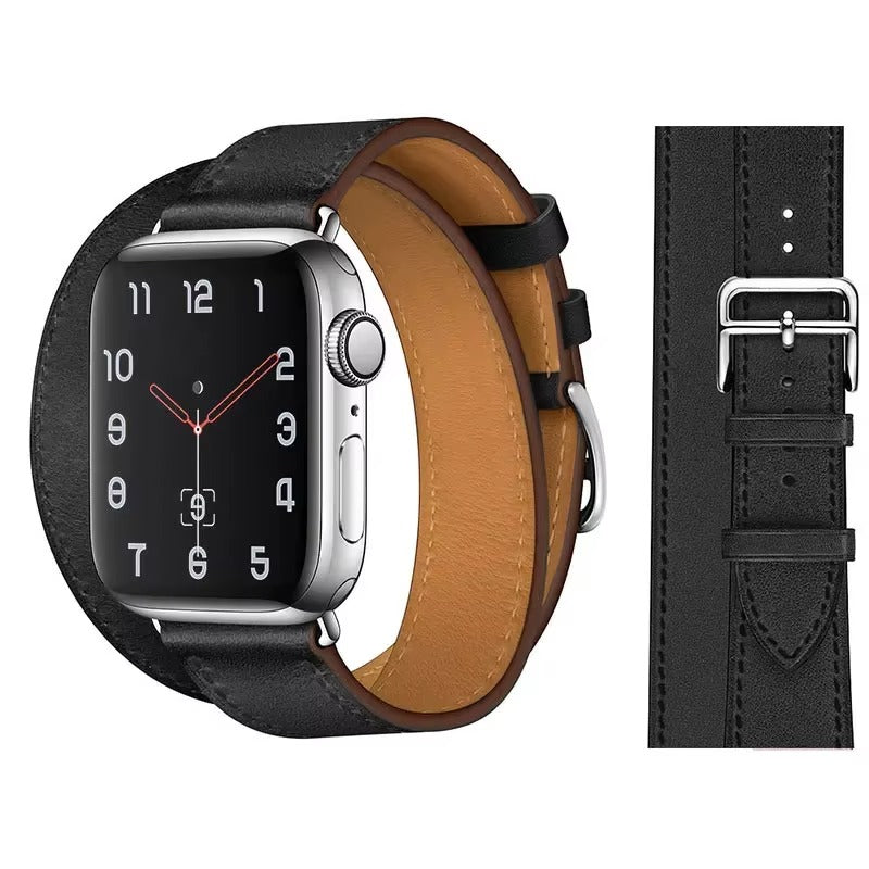 Luxury Genuine Leather Watch Band – Classic, Adjustable, Comfortable Strap for 40mm to 49mm Smartwatches, Men's and Women's