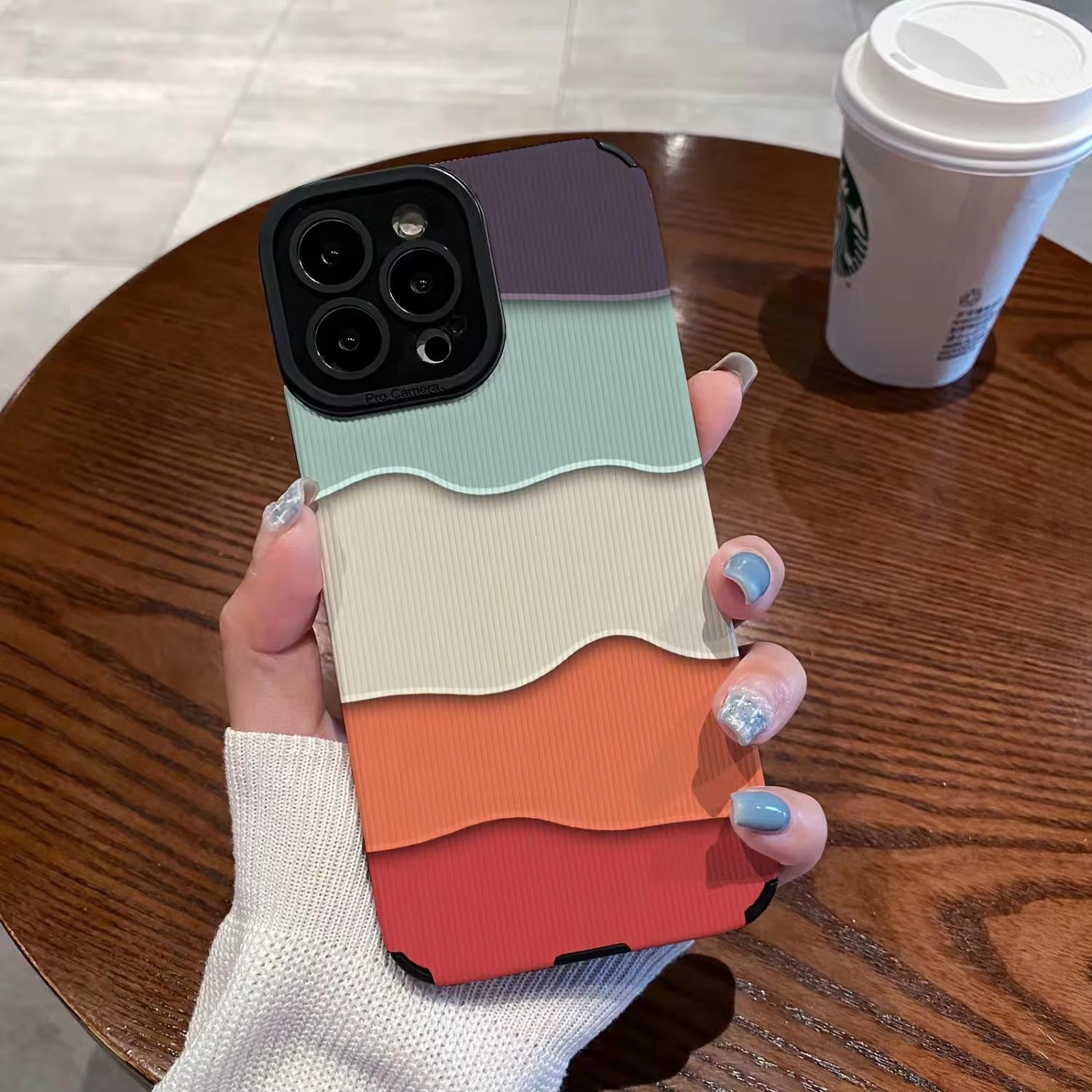 High Quality Apple iPhone Case, MagSafe Compatible, Camera Lens & Screen Protection, Ultra Thin, Shockproof, Magnetic Full All Around Cover – Gradient Wave Silicone Case with Leather Texture & Shockproof Design