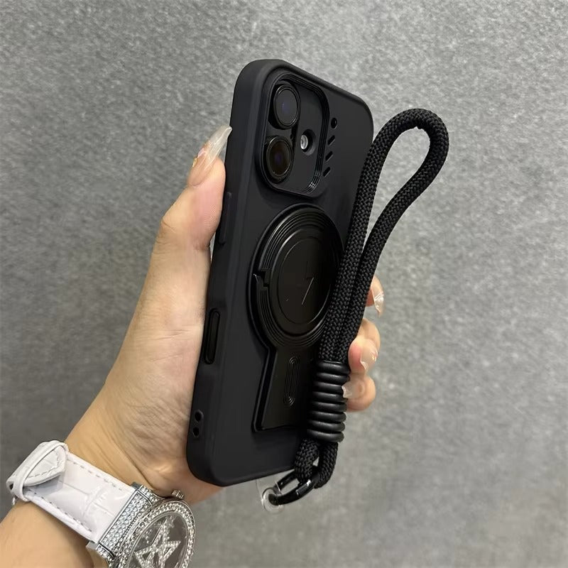Luxury Apple iPhone Case, MagSafe Compatible, Camera Lens & Screen Protection, Ultra Thin, Shockproof, Magnetic Full All Around Cover – Invisible Folding Bracket Silicone Case with Soft Touch Finish