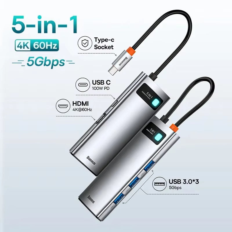 High Quality USB-C Hub Adapter – Type-C to HDMI, USB 3.1, 10Gbps, RJ45 Ethernet, Laptop, Tablet, USB-C Devices