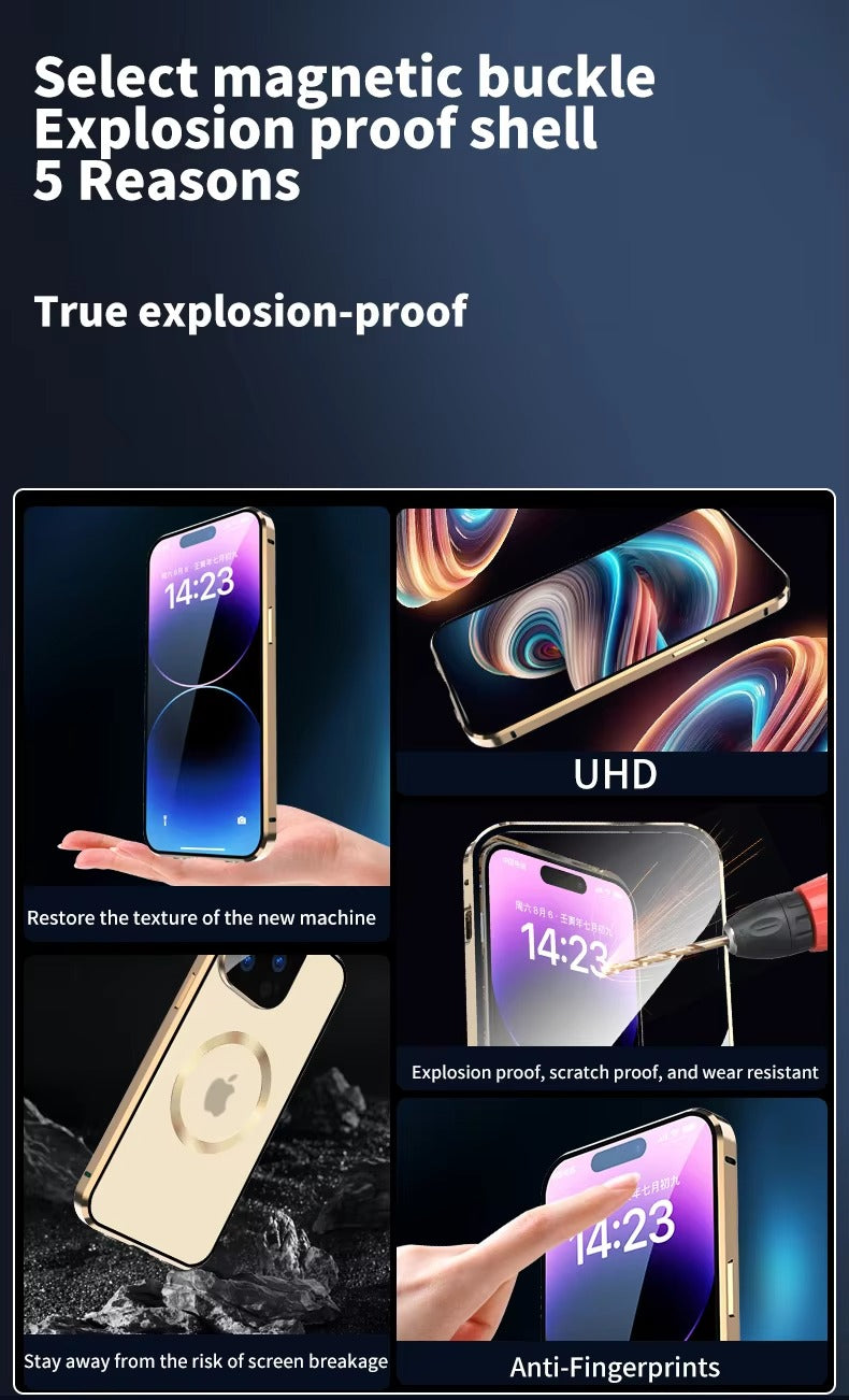 Premium 360° Glass Apple iPhone Case, MagSafe Compatible, Ultra Thin Magnetic Shockproof Full Protection