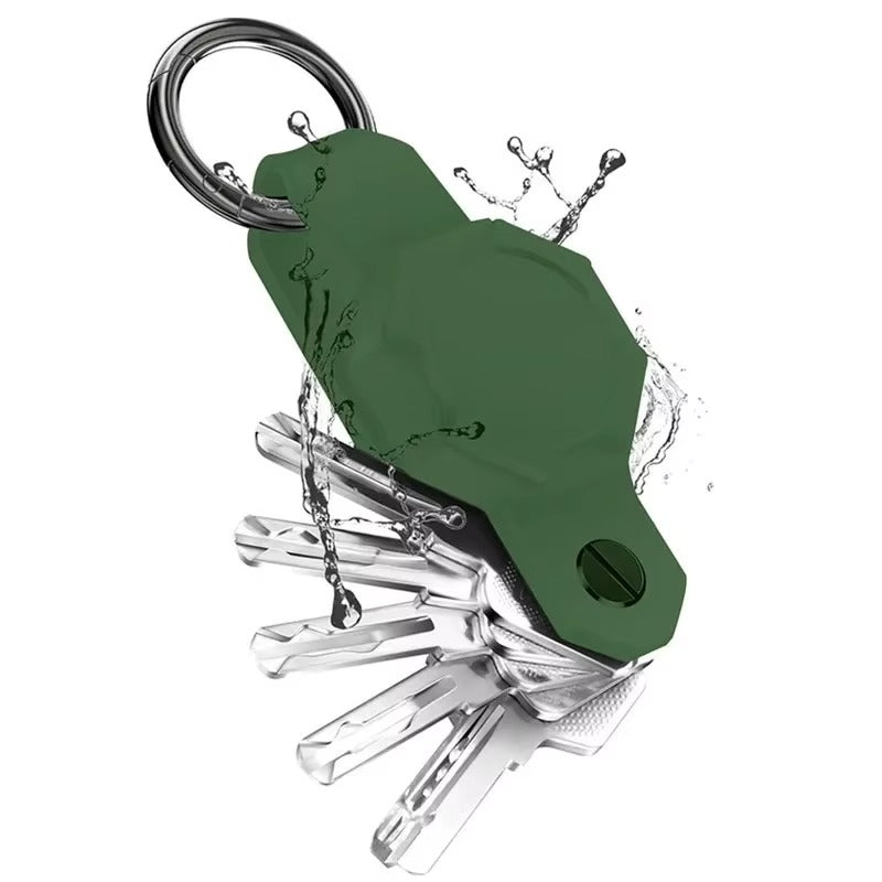 Waterproof Silicone Keychain Case for Apple AirTag – Anti-Lost Key Organizer with Screwdriver, Lightweight & Durable, Fits Up to 7 Keys
