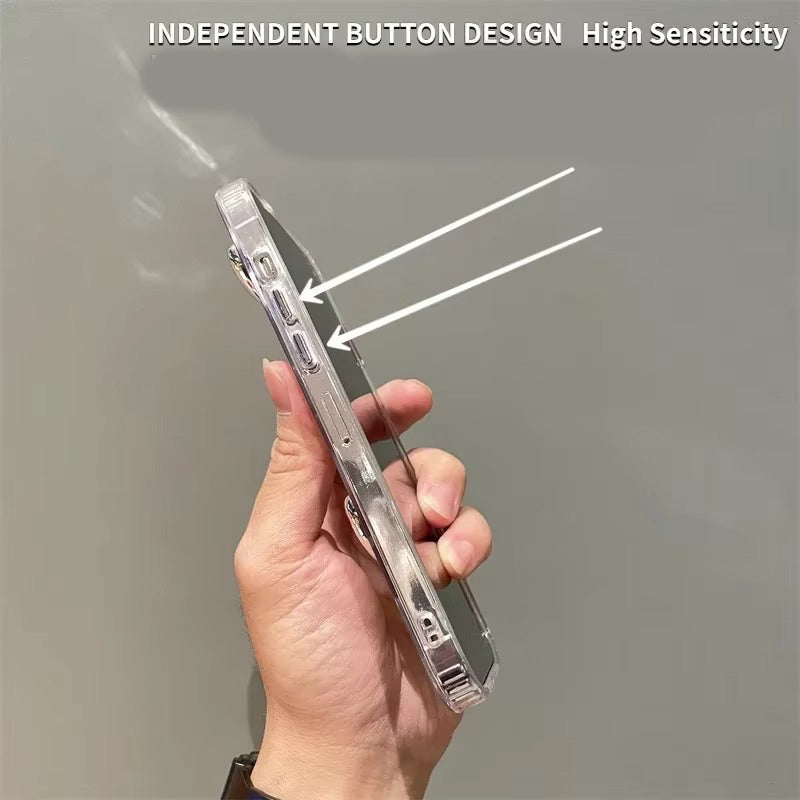 Luxury Apple iPhone Case, MagSafe Compatible, Camera Lens and Screen Protection, Ultra Thin, Shockproof, Magnetic, Full All Around Protection, Silvery Heart Mirror Cover