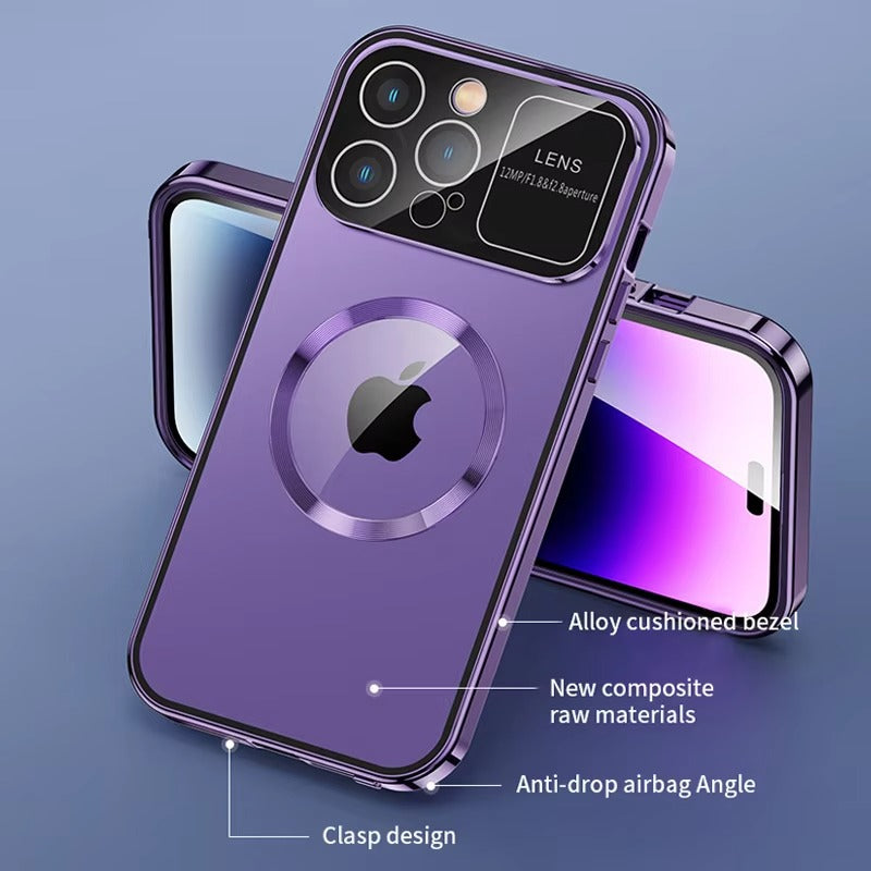 Premium Double Glass Apple iPhone Case, MagSafe Compatible, Ultra Thin Magnetic Shockproof Full Protection