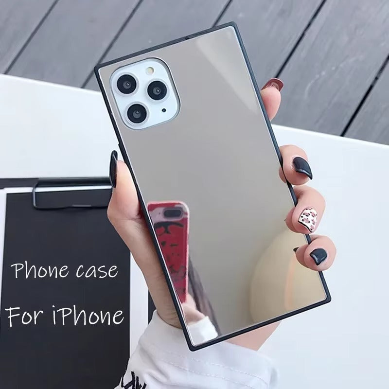 Luxury Apple iPhone Case, MagSafe Compatible, Camera Lens and Screen Protection, Ultra Thin, Shockproof, Magnetic, Full All Around Protection, Square Mirror Bumper Cover