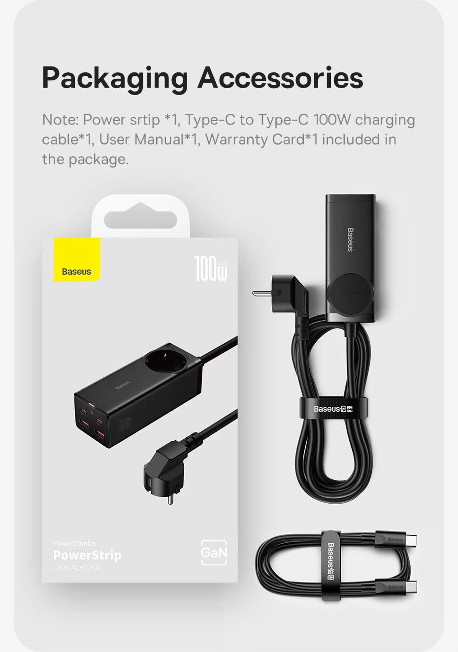 Premium, GaN3 Pro USB Charger Power Strip – Desktop Charging Station with Type-C, PD, QC 4.0, QC 3.0 Fast Charging