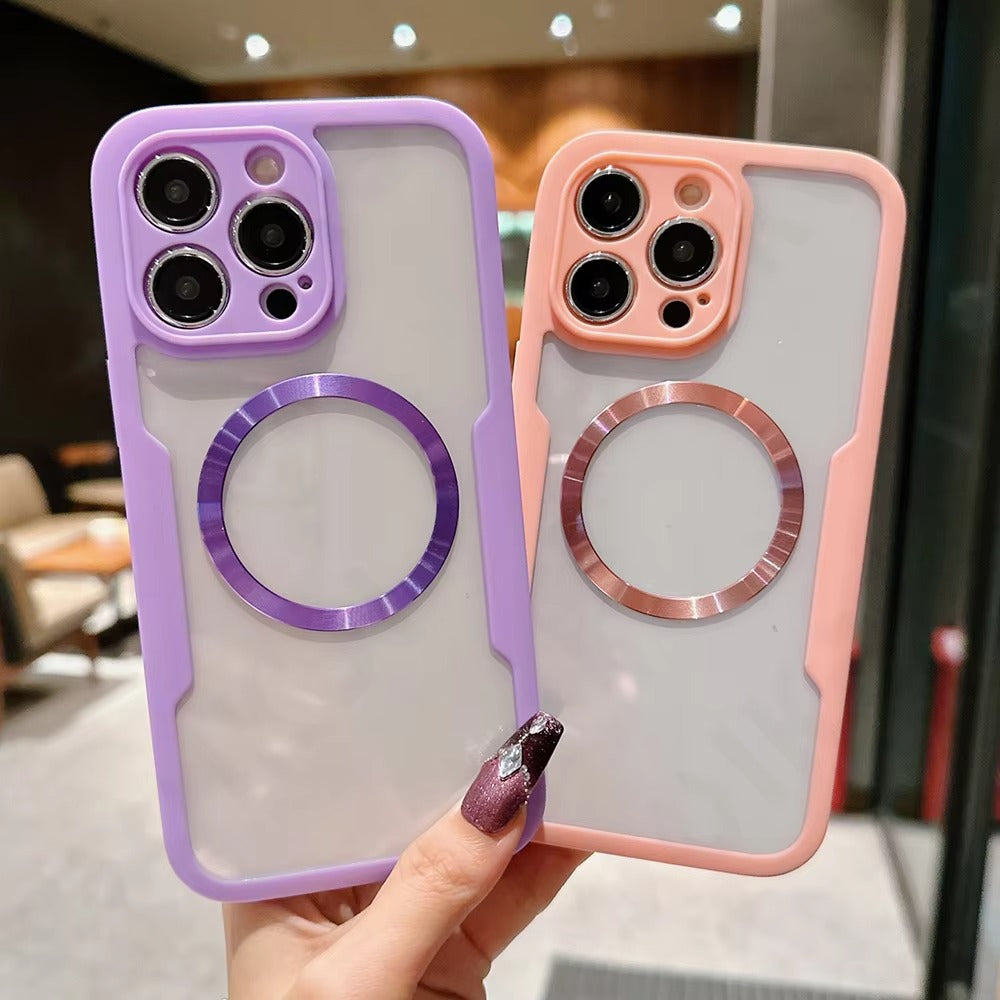 Luxury Apple iPhone Case MagSafe Compatible Ultra Thin Magnetic All Around Protection Cover with Double Touch Clear Design