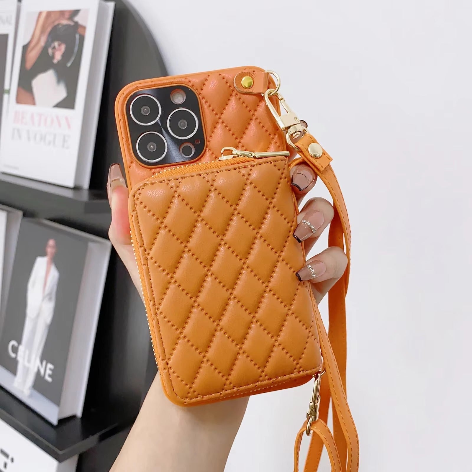 Premium Wallet Apple iPhone Case,Ultra Thin Magnetic Shockproof Full Cover Card Slots, and Crossbody Leather Strap