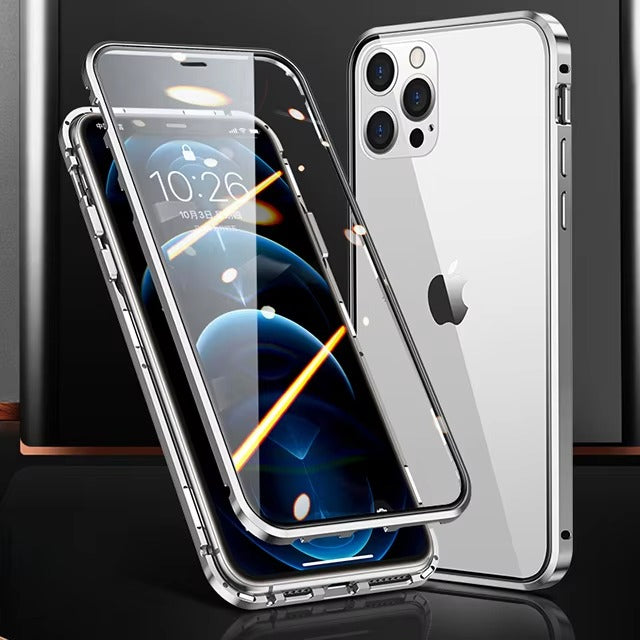 Premium Apple iPhone Case MagSafe Compatible, Camera Lens & Screen Protection Cover with Double Glass Snap Lock