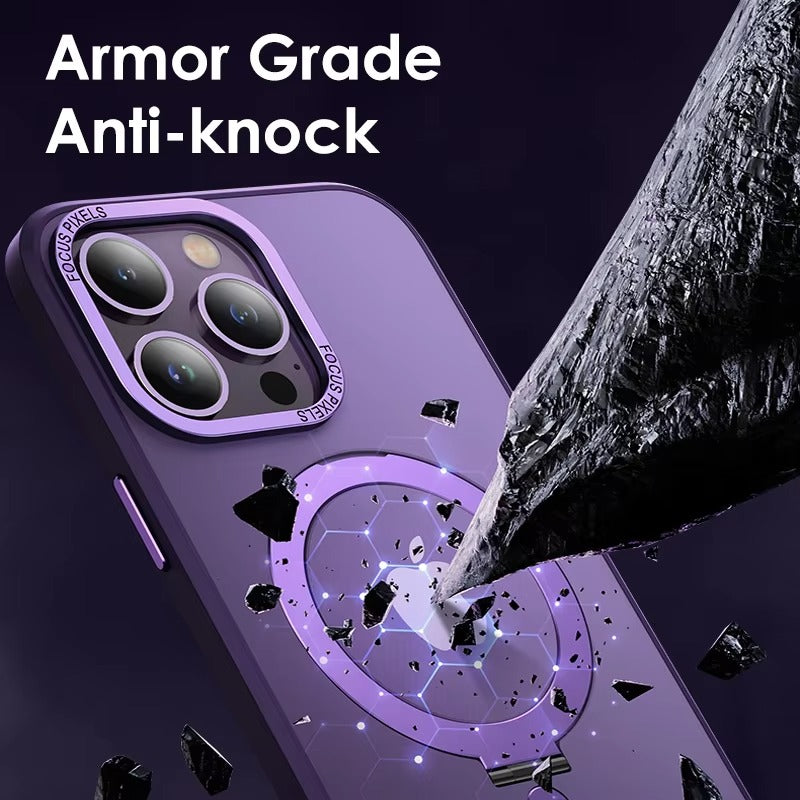 High Quality Apple iPhone Case MagSafe Compatible, Camera Lens & Screen Protection, Cover with Aluminum Stand & Metal Lens